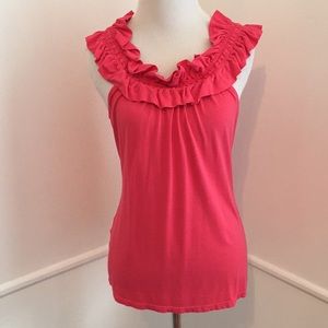 BCBGMAXAZRIA Ruffle Pink Tank Top